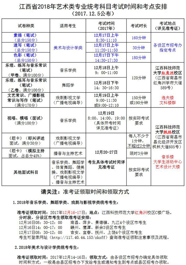 2018年江西省藝術類專業(yè)統(tǒng)考時間及考點安排.jpg
